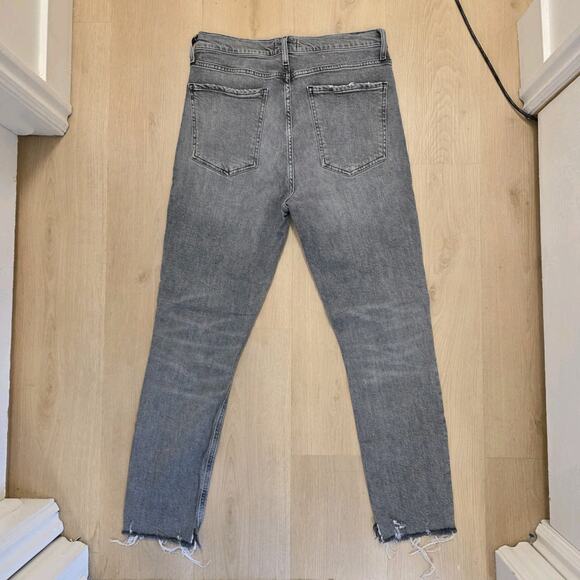 AGOLDE Gray High Rise Slim Fit Raw Hem Crop Stretch Casual Nico Jeans Size 30 - Picture 9 of 9